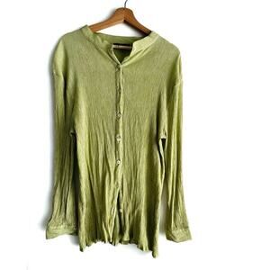 White Fox green long sleeve top size M/L button down